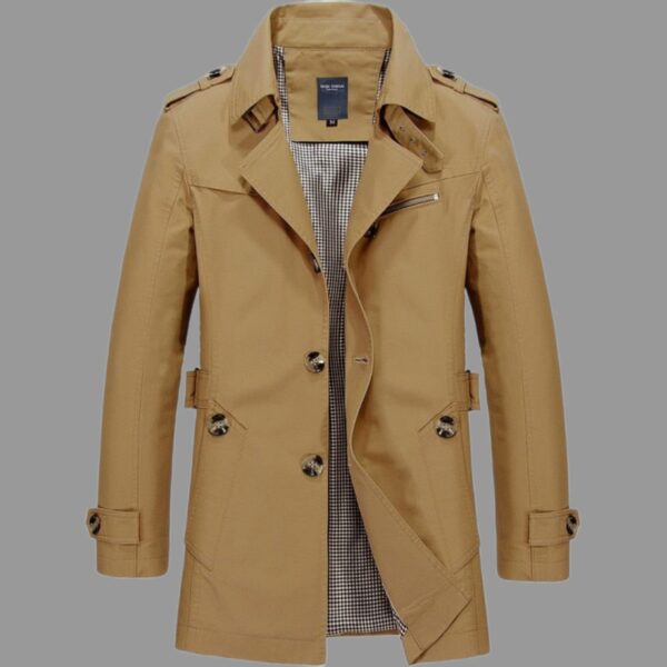 Casual Men's Long Trench Jacket - Image 6