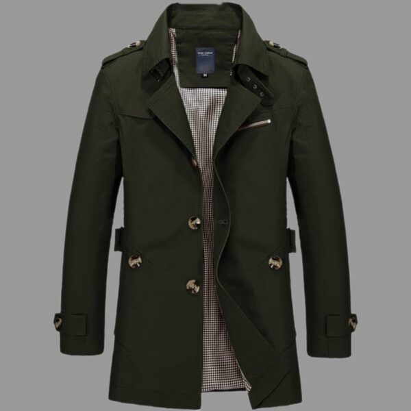 Casual Men's Long Trench Jacket - Image 5